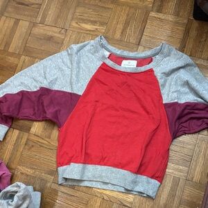Red and Gray Colorblock Sweatshirt